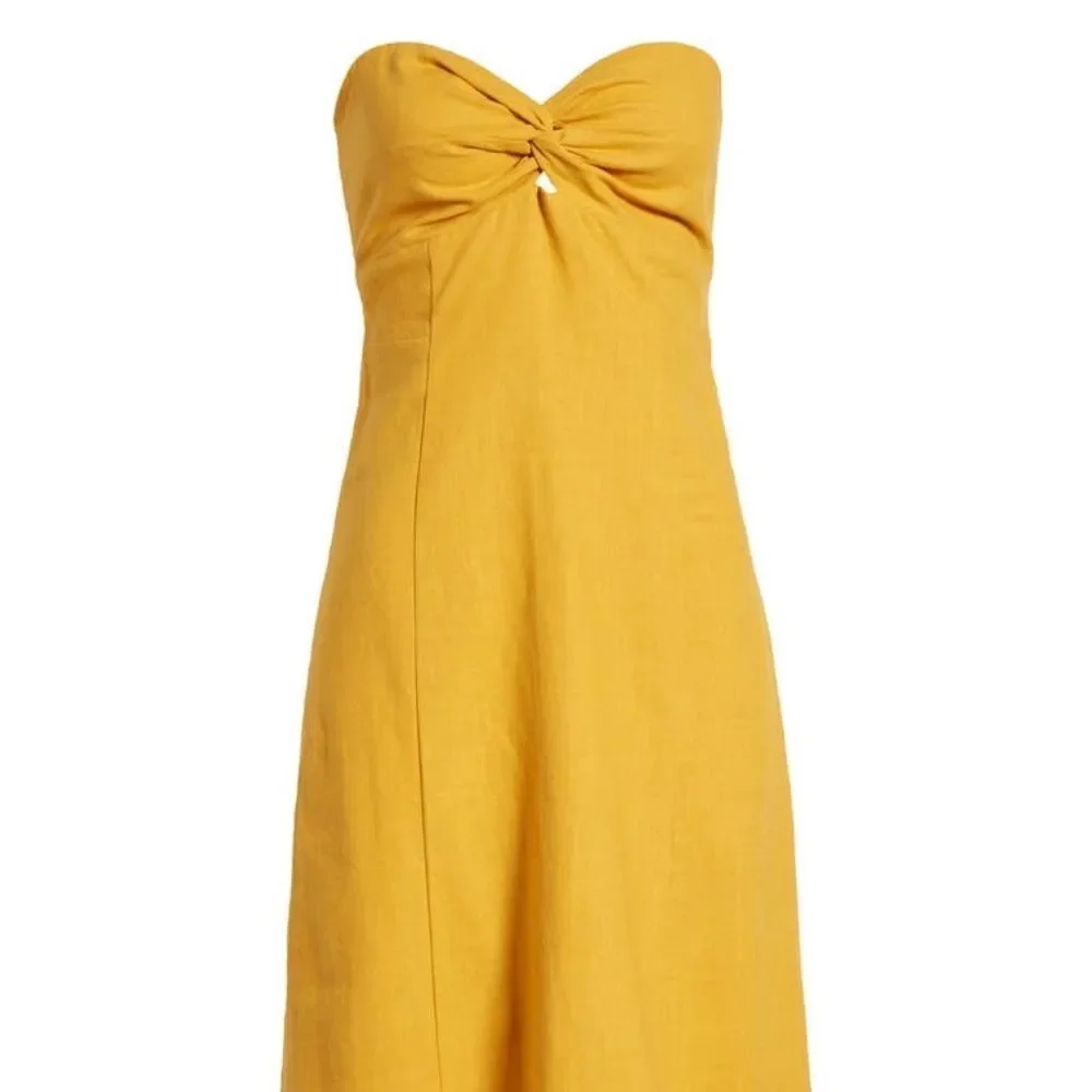 NEW Lost + Wander Elia Strapless Linen & Cotton Midi Dress - size small - Picture 3 of 9